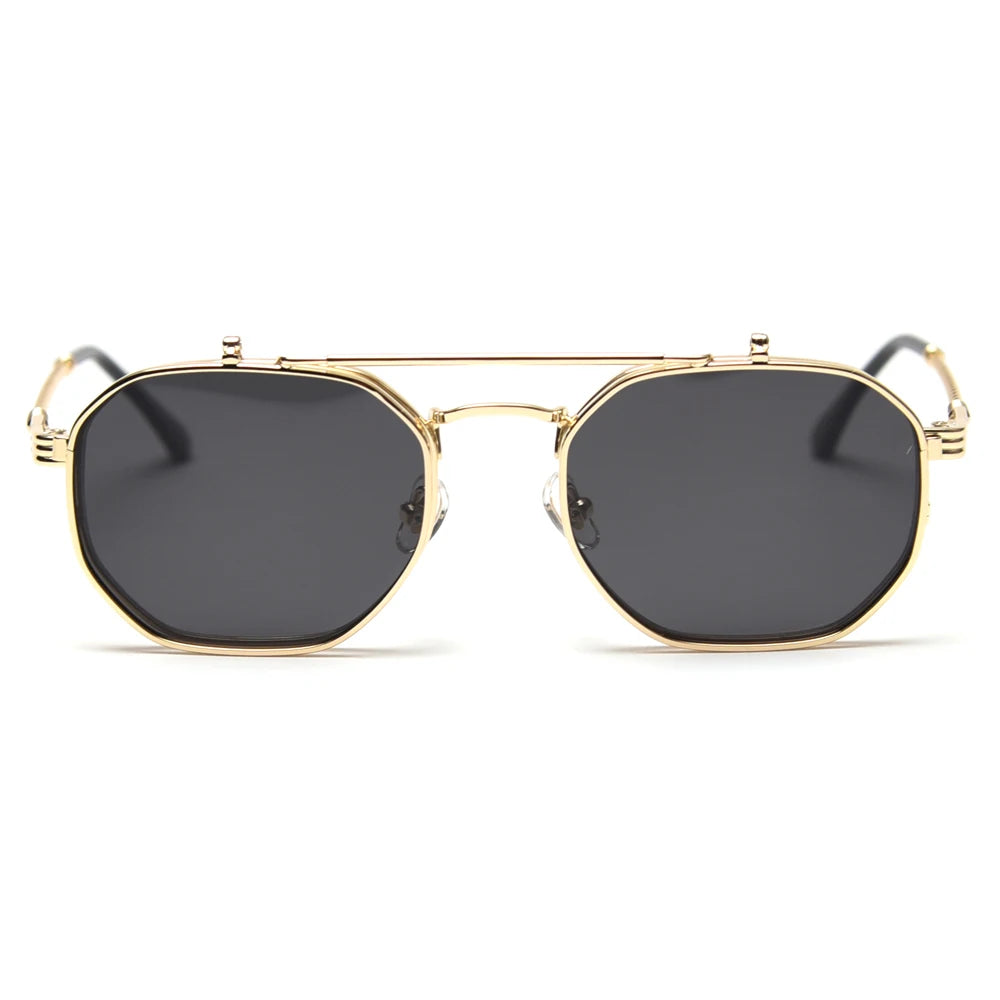 High-Quality Peekaboo Gold Flip-Up Polarized Sunglasses